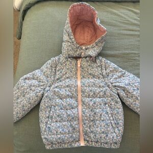 Baby Cottons floral/pink reversible puffer jacket
